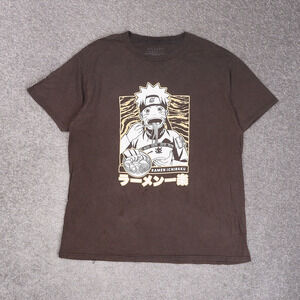 Naruto Raman Ichiraku Anime Large Brown Short Sleeve T-Shirt